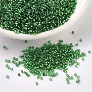MIYUKI Delica Beads, Cylinder, Japanese Seed Beads, 11/0, (DB0046) Silver-Lined Green, 1.3x1.6mm, Hole: 0.8mm, about 2000pcs/10g(X-SEED-J020-DB0046)