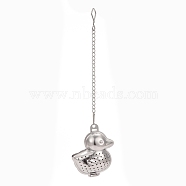 304 Stainless Steel Tea Infuser, Duck with Chain Hook, Tea Ball Strainer Infusers, Stainless Steel Color, 165mm(AJEW-D048-06P)
