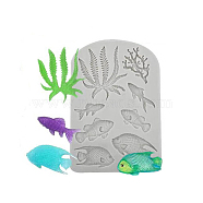 DIY Sea Animals Shape Food Grade Silicone Molds, Fondant Molds, For DIY Cake Decoration, Chocolate, Candy, Fish Pattern, 145x97mm(OCEA-PW0001-42E)