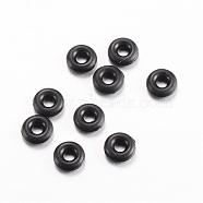 Rubber O Rings, Donut Spacer Beads, Fit European Clip Stopper Beads, Black, 2mm(KY-R007-10)