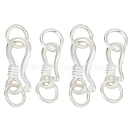 4Pcs 2 Styles 925 Sterling Silver S-Shaped Hook Clasps, with Jump Ring, for Jewelry Making Accessories, with 925 Stamp, Silver, 16.5~20mm, 2pcs/style(STER-GO0001-16)