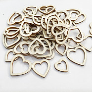 Unfinished Wood Heart Shape Discs Slices, Wood Pieces for DIY Embellishment Crafts, PapayaWhip, 1cm, 100pcs/set(WOCR-PW0001-014A)
