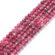 Natural Red Tourmaline Beads Strands, Faceted, Round, Grade AAA, 3.5mm, Hole: 0.6mm, about 124pcs/strand, 15.55 inch(39.5cm)(X-G-A021-01B)