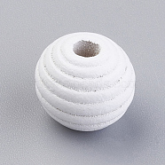 Natural Maple Wood Beehive Beads, Dyed, Round, White, 13~14x13mm, Hole: 3~4mm, about 640pcs/500g(WOOD-Q030-48C)