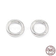 Rhodium Plated 925 Sterling Silver Spring Gate Rings, Ring, Platinum, 12x2mm, Inner Diameter: 8mm(STER-K173-27P)