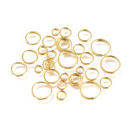 Iron Split Rings, Double Loops Jump Rings, Golden, 4~10x1.4mm, Inner Diameter: 3.3~8.6mm, about 5316pcs/500g(IFIN-JQ0001-03G)