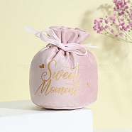 Velvet Drawstring Pouches, Candy Gift Bags Christmas Party Wedding Favors Bags, Pink, 15x13cm(PW-WG58252-02)