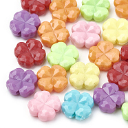 Opaque Acrylic Beads, Faceted, Four Leaf Clover, Mixed Color, 11x11x4.5mm, Hole: 1.5mm, about 1470pcs/500g(MACR-S296-14)