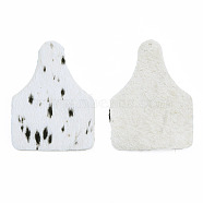 Eco-Friendly Cowhide Leather Big Pendants, Bottle with Leopard Print Pattern, Creamy White, 51x38x1.5mm, Hole: 1.4mm(FIND-N049-13-02)