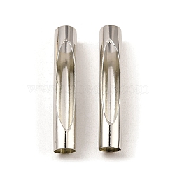 Brass Tube Beads, Hollow Curved Tube, Platinum, 32x5mm, Hole: 4.5mm(KK-D040-04P)