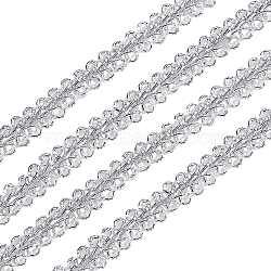 Metallic Polyester Ribbon, Garment Accessory, Flower Pattern, Silver, 1/4 inch(8mm)(OCOR-WH0067-04B)