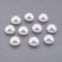 ABS Plastic Imitation Pearl Cabochons, Half Round, White, 12x6mm(SACR-S738-12mm-Z9)