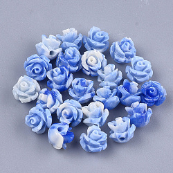 Synthetic Coral Beads, Dyed, Flower, Royal Blue, 6~7x6~7mm, Hole: 1.2mm(CORA-S027-30E)