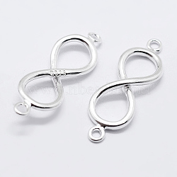 925 Sterling Silver Links, Infinity, Carved with S925, Silver, 18.5x6x2mm, Hole: 1mm(STER-K167-014S)