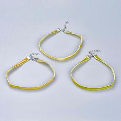 Cloth Gothic Choker Necklaces, with Iron Finding, Platinum, Green Yellow, 12.2 inches(31cm)(NJEW-E085-30F)