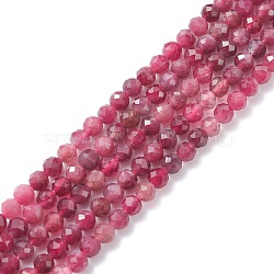 Natural Red Tourmaline Beads Strands, Faceted, Round, Grade AAA, 3.5mm, Hole: 0.6mm, about 124pcs/strand, 15.55 inch(39.5cm)(X-G-A021-01B)