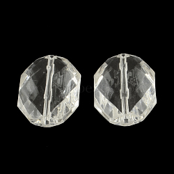 Faceted Hexagon Transparent Acrylic Beads, Clear, 25x18.5x8mm, Hole: 2mm(X-TACR-R126-A01)