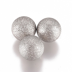 304 Stainless Steel Textured Beads, No Hole/Undrilled, Round, Stainless Steel Color, 8mm(STAS-G225-34P-01)