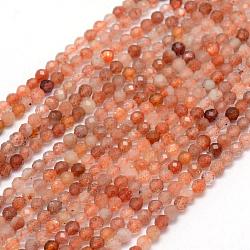 Natural Sunstone Beads Strands, Faceted, Round, 4mm, Hole: 1mm; about 105pcs/strand, 15.35 inches(39cm)(G-E411-13A-4mm)