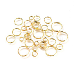 Iron Split Rings, Double Loops Jump Rings, Golden, 4~10x1.4mm, Inner Diameter: 3.3~8.6mm, about 5316pcs/500g(IFIN-JQ0001-03G)