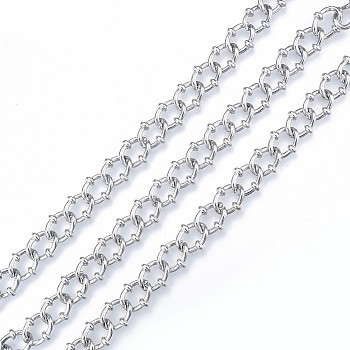 Handmade Alloy Oval Link Chains, with Spool, Cadmium Free & Nickel Free & Lead Free, Unwelded, Platinum, 13x12x3.5mm, about 32.81 Feet(10m)/Roll