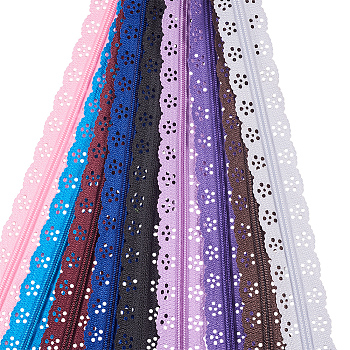 Garment Accessories, Nylon Lace Zipper, Zip-fastener Components, Mixed Color, 54x2.4cm, 2strands/color, 48strands/set