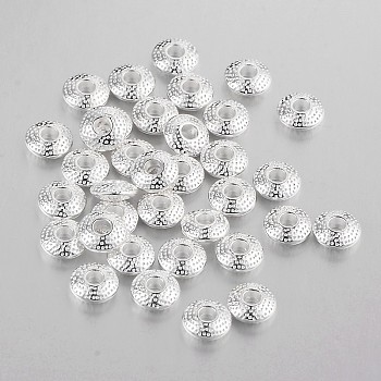 Tibetan Style Alloy Spacer Beads, Lead Free & Cadmium Free, Flat Round, Silver Color Plated, 8x3mm, Hole: 2.5mm