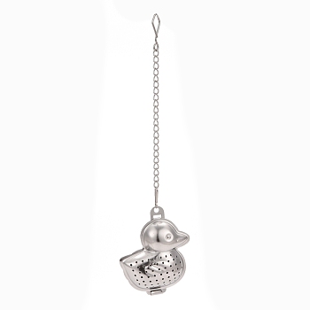 304 Stainless Steel Tea Infuser, Duck with Chain Hook, Tea Ball Strainer Infusers, Stainless Steel Color, 165mm