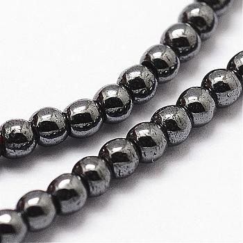 Grade AB Non-magnetic Synthetic Hematite Beads Strands, Round, 2mm, Hole: 0.8mm, 1mm, about 211pcs/strand, 15.7 inch