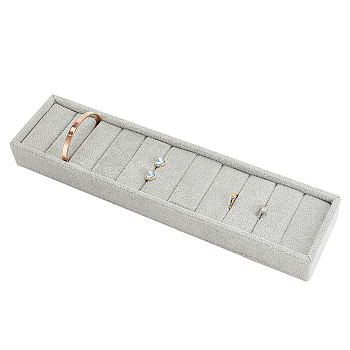 Velvet Covered MDF Bracelet Display Tray, Jewelry Tray Bracelet Organizer Holder, Rectangle, Light Grey, 34.2x8.6x3.6cm