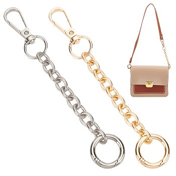 WADORN 2Pcs 2 Colors Iron Cable Chain Purse Strap Extenders, with Swivel Clasps & Spring Gate Ring, for Bag Replacement Accessories, Mixed Color, 14.7cm, 1pc/color