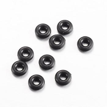 Rubber O Rings, Donut Spacer Beads, Fit European Clip Stopper Beads, Black, 2mm