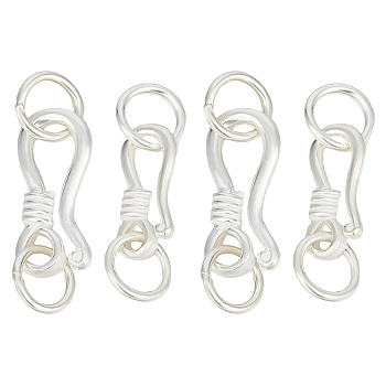 4Pcs 2 Styles 925 Sterling Silver S-Shaped Hook Clasps, with Jump Ring, for Jewelry Making Accessories, with 925 Stamp, Silver, 16.5~20mm, 2pcs/style