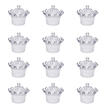 Crown Shaped Plastic Candy Box, with Cap, for Wedding Party Candy Storage, Clear, 7.85x7.05cm