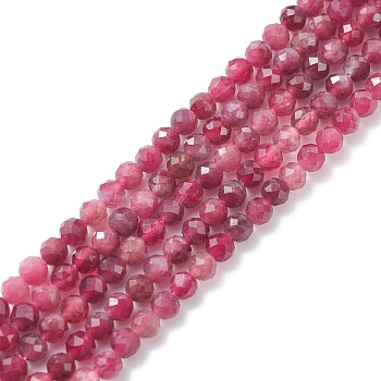Natural Red Tourmaline Beads Strands, Faceted, Round, Grade AAA, 3.5mm, Hole: 0.6mm, about 124pcs/strand, 15.55 inch(39.5cm)