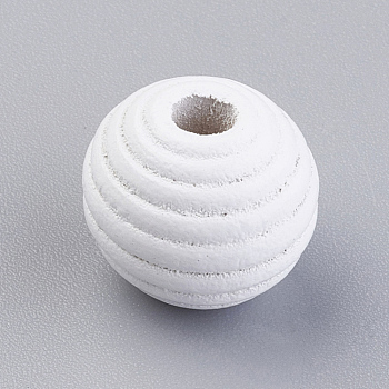 Natural Maple Wood Beehive Beads, Dyed, Round, White, 13~14x13mm, Hole: 3~4mm, about 640pcs/500g