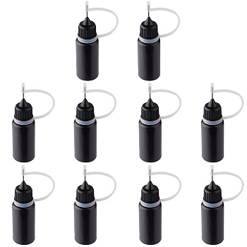 PE Black Tip Applicator Bottles, 10ml Precision Needle Tip Applicator Bottles Glue Bottle Squeeze Bottle for UV Resin, Glue, Artwork, Black, 2.1x7.5cm, Capacity: 10ml(0.34fl. oz)
