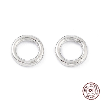 Rhodium Plated 925 Sterling Silver Spring Gate Rings, Ring, Platinum, 12x2mm, Inner Diameter: 8mm