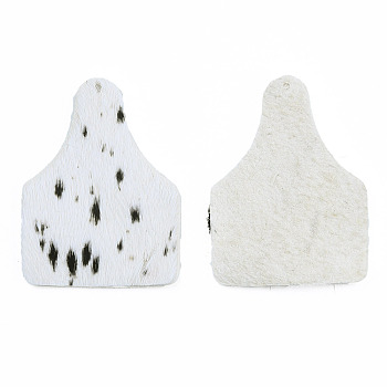 Eco-Friendly Cowhide Leather Big Pendants, Bottle with Leopard Print Pattern, Creamy White, 51x38x1.5mm, Hole: 1.4mm