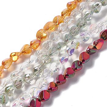 Electroplate Glass Beads Strands, Mixed Style, Nuggets, Mixed Color, 7x6.5x6mm, Hole: 0.9mm, about 90pcs/strand, 24.41 inch(62cm)