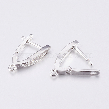 Brass Micro Pave Cubic Zirconia Hoop Earring Findings with Latch Back Closure(X-ZIRC-K075-30P)-3