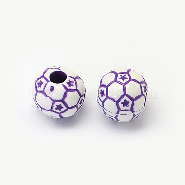 FootBall/Soccer Ball Craft Style Acrylic Beads(SACR-R886-06)-2