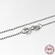 Trendy Rhodium Plated 925 Sterling Silver Ball Chain Necklaces(STER-M050-1.0B-09)-1