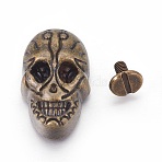 Zinc Alloy Studs Rivets, Screw Back, For DIY Leather Craft, Skull, Antique Bronze, 25.5x16x14mm(PALLOY-WH0048-01AB)