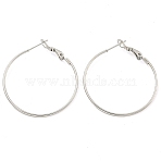 Tarnish Resistant 202 Stainless Steel Hoop Earring, with 304 Stainless Steel Pins for Women, Stainless Steel Color, 34.5x1mm(EJEW-H003-36P)
