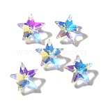 Glass Charms, Star, AB Color, Faceted, Clear AB, 17x18x8.5mm, Hole: 1.4mm(GLAA-I057-02C)