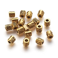 Tibetan Style Alloy Beads, Column, Antique Golden, Lead Free & Cadmium Free & Nickel Free, 6x6mm, Hole: 2.5mm(X-GLFH10235Y-NF)