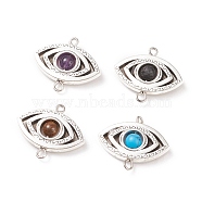 Tibetan Style Alloy Links Connector, with Natural Stone, Eye, 18x21x4.5mm, Hole: 1.5~2mm(PALLOY-JF01715-03)