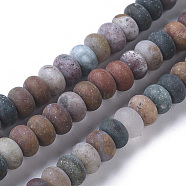 Natural Ocean Jasper Beads Strands, Frosted, Rondelle, 6x4mm, Hole: 0.7mm, about 98pcs/strand, 15.16 inch(38.5cm)(G-F668-06-A)
