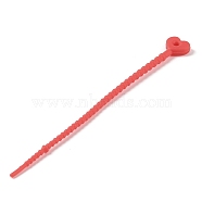 Heart Shape Silicone Cable Zip Ties, Cord Organizer Strap, for Wire Management, Red, 128x13x4.5mm(AJEW-C034-02F)